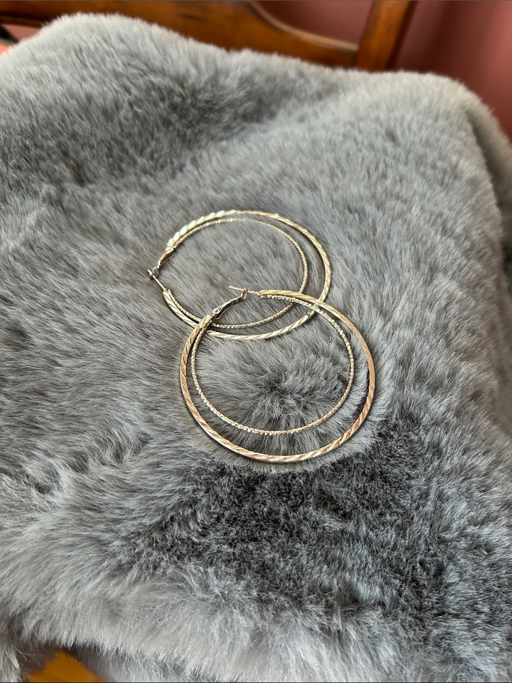 Silver-tone Double-Row Twisted Hoop Earrings - Women Jewelry